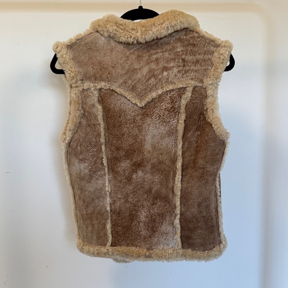 Women's Shearling Vest in Brown and Cream - Picture 2 of 4